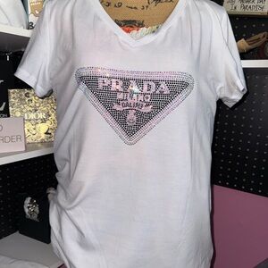 White Embellished Logo Tee